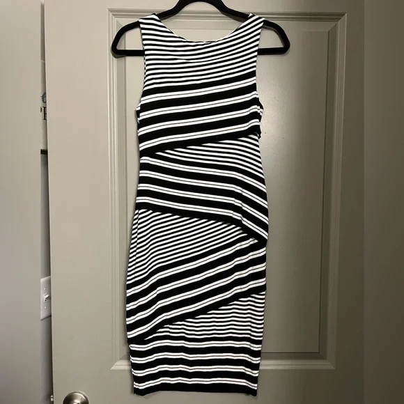 anthropologie black and white striped dress Archival Anthropologie Black & Cream Stripe "Regatta Dress" by Viola,